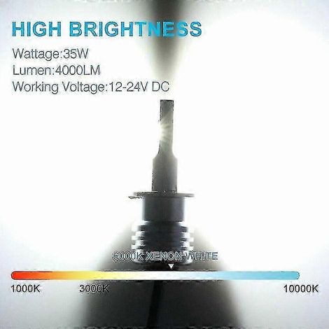 Kit de 2 ampoules LED Cree H3 Super White 100 W 10 000 lm pour phares antibrouillard/feux de jour, 6 000 K, 12-24 V, lumière blanche, édition 0619