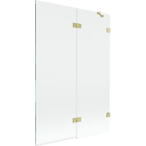Mexen Lunar Duschtrennwand 2-flügelig rechts 120 x 150 cm, transparent, gold gebürstet - 897-120-100-55-00-P (1/5)