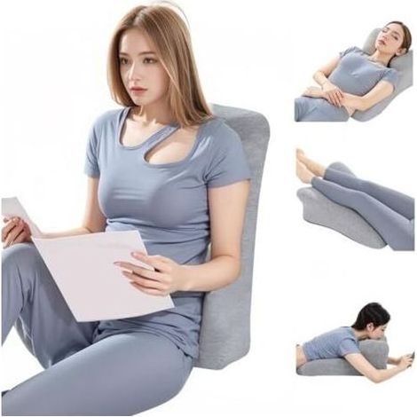 Oreiller de lit cale multifonctionnel, oreiller de soutien pour s'asseoir au lit, lire, dormir, soutien des jambes (1/5)