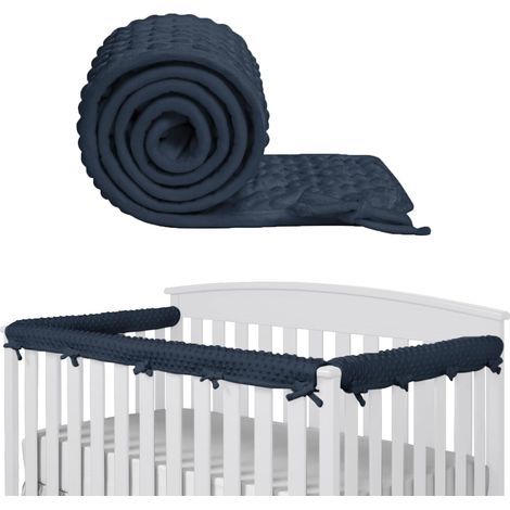 3pcs Protection de Barre de lit pour Enfants 128x18cm/68x18cm Gaine de Sécurité Autour du lit Barrière de lit Convient aux Prévention des Collisions de Rail Latéral et Rail Avant (Bleu Marine) (1/5)