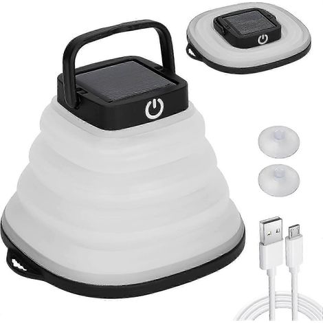 Lanterne de camping solaire pliable avec 3 modes d'éclairage et alimentation solaire.