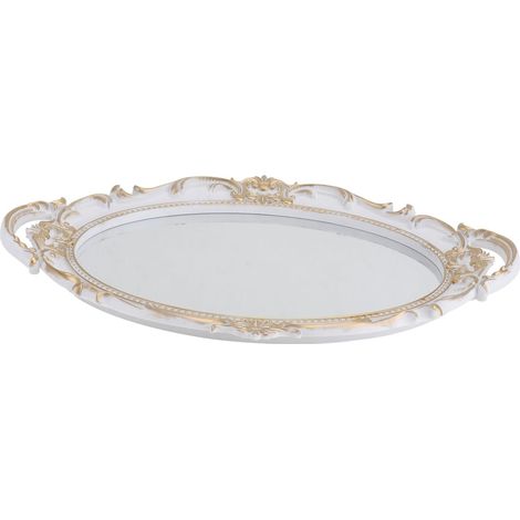 Plateau Miroir Cosmétique Raffiné Plateau de Rangement pour Parfums Miroir Vintage Décoratif (1/5)