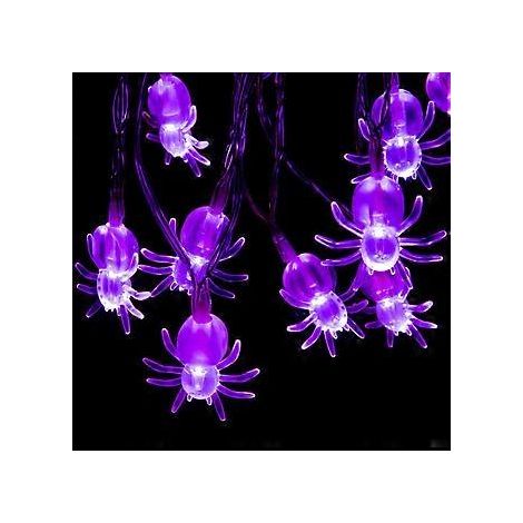 Halloween-Lichterkette, 40 LEDs, 6 m lange lila Spinnen-Lichterkette, batteriebetrieben, für Halloween-Partys, Feiertags- und Gartendekorationen