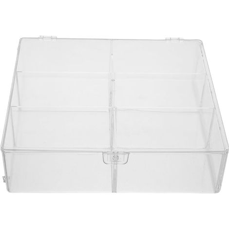 Makeup Organizer Box with 6 Compartments and Hinged Lid for