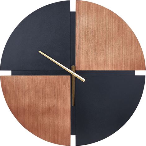 Orologio da parete di forma ovale in legno chiaro e nero 60 cm Aramon