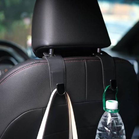 Autohaken, 2er-Set Lederhaken zur Aufbewahrung im Auto, universelle Haken für die Kopfstütze der Rücksitzlehne zum Aufhängen von Taschen, Handtaschen und Einkaufstaschen (schwarz) (1/4)