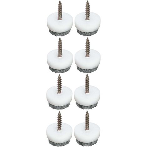 deslizadores blancos atornillables con fieltro gris para tornillos de sillas, mesas y muebles. Protección para suelos y pisos. Punta de fieltro universal, Ø40 mm. (1/2)
