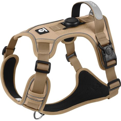 Harnais pour Chien avec Coque de Protection Positioner adaptée, Protection de Traction réglable, Protection Contre l'étouffement, Harnais de Poitrine Souple réfléchissant (Marron, S) (1/5)