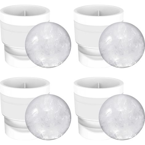 Lot de 4 moules à glace ronds en silicone, diamètre 6 cm, réutilisables, sans BPA, Convient pour la bière, les cocktails, le whisky, le vin et autres boissons (1/4)