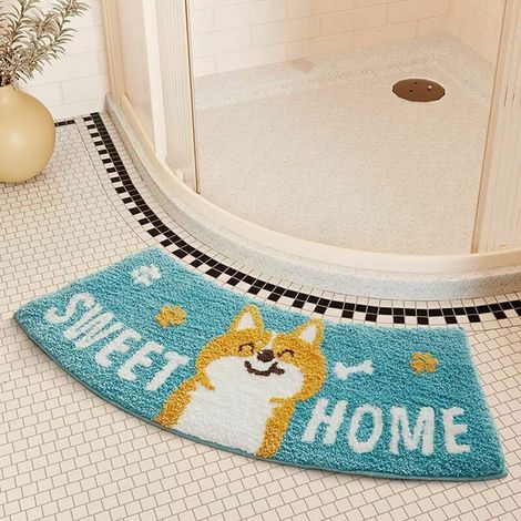 Corner Bath Mat Non-Slip Absorbent Fluffy Soft And Comfortable Shower Rounded Quarter Circle Washable Microfiber For Bathtub Exit, 4075cm-thick (1/5)