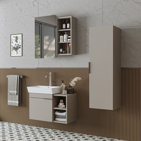 Roomart LYCIA-72 Badmöbel-Set 4-tlg 72 cm breit, Beige