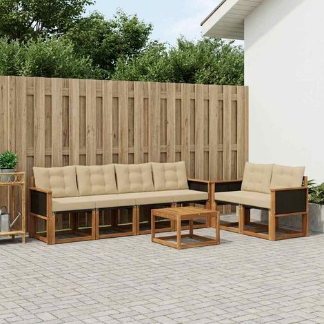 vidaXL Outdoor-Sofagarnitur mit Kissen 7 pcs Natur und Beige (1/5)