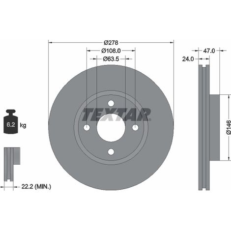 Lot de 2 Disques de frein Textar 92075400 AC 1513979 4044278 4056031 4070864