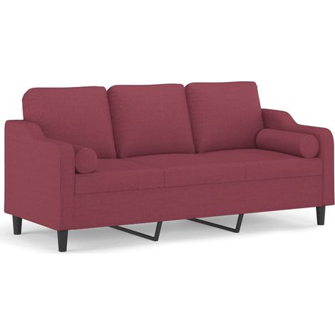 Maison Exclusive - Divano a 3 Posti con Cuscini Rosso Vino 180 cm in Tessuto (1/5)