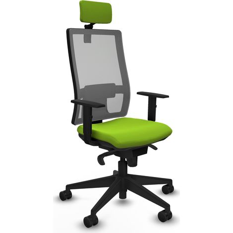 Horna sincro malla gris similpiel pistacho brazos 1D base piramidal cabecero 2D ruedas 65mm nailon (1/5)