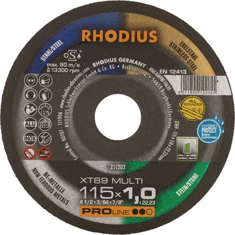 Disque à tronçonner 115x1,0x22 mm Rhodius XT69 (1/2)