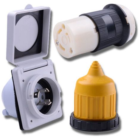 3 PièCes 125V Rv Puissance Verrouillage à la Torsion Prise de Courant 30Amp Connecteur de Verrouillage Femelle vec Couverture Prise de Puissance RV Ensemble de Couverture éTanche (1/5)