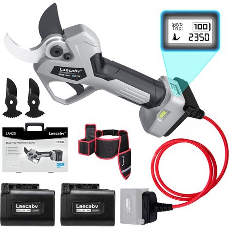 42mm Sécateur Électrique Sans fil,avec 2 batteries au lithium 25V 4Ah, LCD, coupe progressive, cisailles pour oliviers, vignes (1/5)