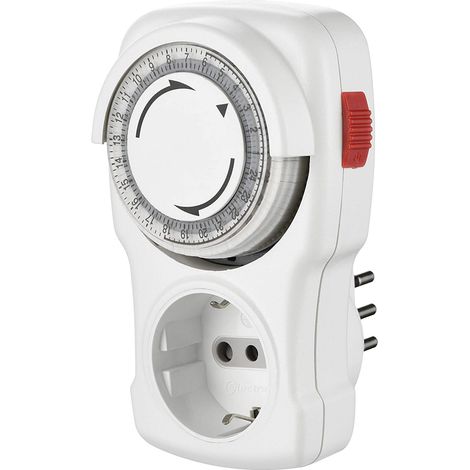 Electraline 58113 Programmateur minuterie mecanique journalier, petite fiche italienne 10 A, prise Schuko + 10 A, blanc (1/4)