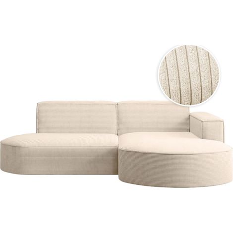 Canapé d'angle droit 4 places MARLA en velours côtelé - Beige (1/5)