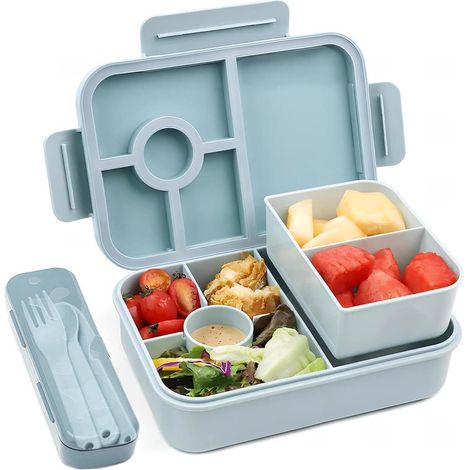 Bugucat Brotdose Kinder 5 Fächer 1300ML Lunchbox Auslaufsicher Bento Box Blau (1/5)