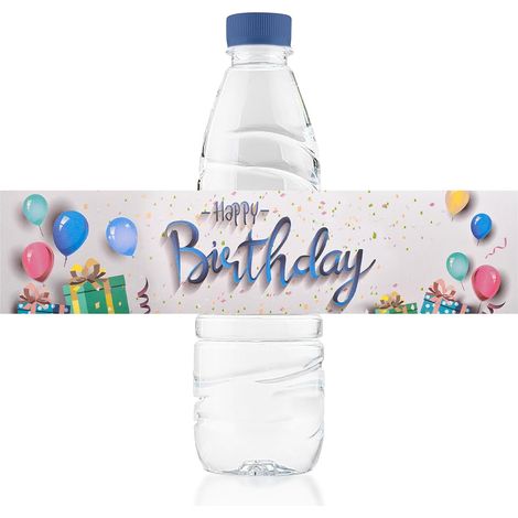 50 x Happy Birthday Pumpkin Water Bottle Labels for Birthday Party (1/5)