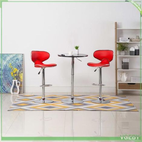 Tabouret de bar - FAF7291712419010 - Lot de 2 - Similicuir rouge - Réglable 87-108 cm (1/5)