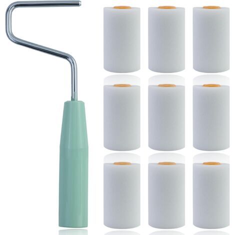Lot de 9 petits rouleaux de peinture en mousse blanche avec support de rouleau, mini rouleau de peinture, pour bricolage, peinture, mur, meubles, rouleau de peinture, rouleau de peinture murale (5 cm) (1/5)