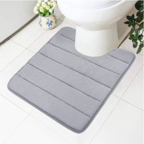 Tapis de salle de bain en mousse à mémoire de forme (gris), 50x60 cm, design antidérapant, doux et absorbant, adapté aux toilettes et salles de bain (1/5)