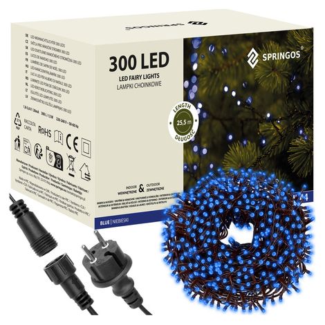 SPRINGOS LED-Lichterkette 19,5 m 300 LEDs Innen Außen Weihnachtsbeleuchtung IP44 Lichtergirlande