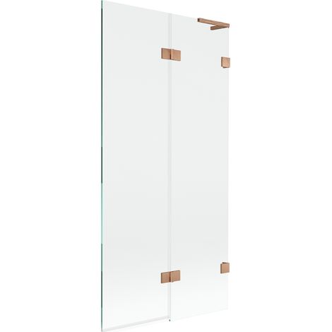Mexen Lunar L Duschwand 2-flügelig rechts 90 x 150 cm, transparent, gebürstetes Kupfer - 897L-090-100-65-00-P (1/5)