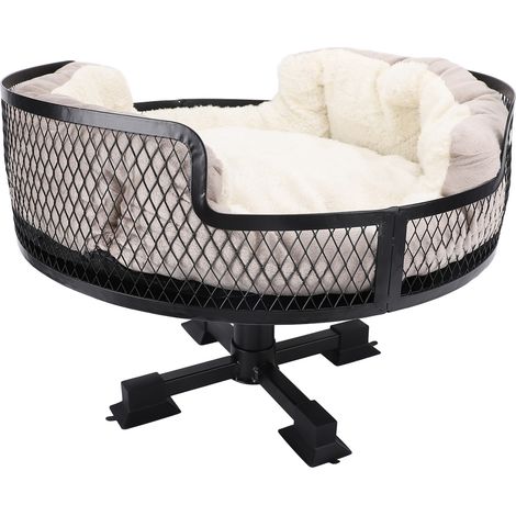 Lit de bureau pour chat en acier inoxydable élégant, surélevé et rond, idéal pour la maison, le bureau ou la salle d'étude. (1/5)