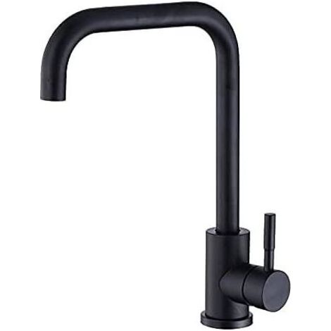 TAISHENGDA - Professionelle Küchenarmatur aus schwarzem Edelstahl 304 mit Warm- und Kaltwasseranschluss, erhöhtem Auslauf und 360°-Schwenkfunktion. (1/5)