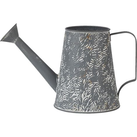 Arrosoir Décoratif pour Plantes en Métal Gris - Décoration Intérieure 14 x 14 x 17 cm - PANGIVO (1/4)