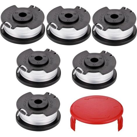 6pcs Bobine Fil Coupe Bordure, Compatibles avec Coupe-Herbe Sans Fil Ein-hell GE-CT 18/28 Li et GE-CT 18/28 Li TC, avec Couvercle de Bobine de Coupe-Bordure