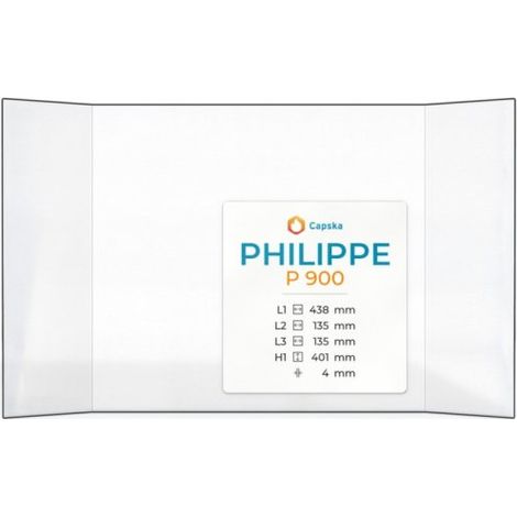 Vitre Philippe P 900 - Verre Prismatique pour insert - (135 + 438 + 135) x 401 mm (L2+L1+L3 x H1) - 4 mm