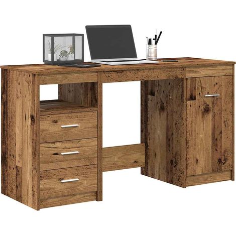 Schreibtisch mit Unterschrank Altholz Holzwerkstoff