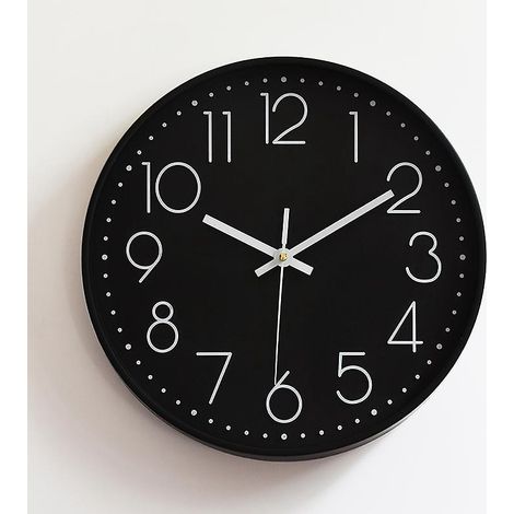 (Weißer Text) Wanduhr, 30 cm (12 Zoll), moderne, geräuschlose Wanduhr, geräuschloses Quarzwerk, modernes, minimalistisches Design (1/5)