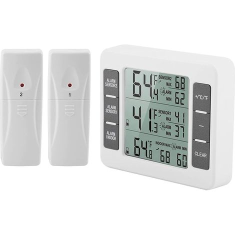 Allarme per frigorifero con allarme acustico e 2 sensori wireless, termometro per frigorifero interno ed esterno per la cucina (1/5)