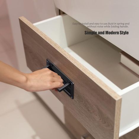 BEBUSINGOTO Poignée de porte encastrée en alliage de zinc noir, idéale pour tiroir, porte d'accès, boîte à outils, 1 paquet, 4,35 x 2,72 pouces (1/3)