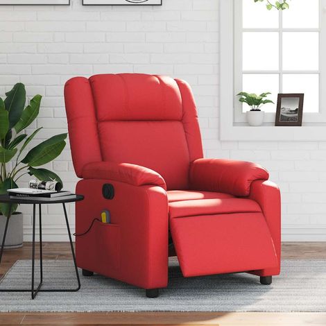 Fauteuil de massage inclinable électrique rouge similicuir vidaXL