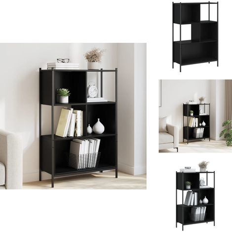 Bibliothèque noir 72x28x109 cm bois d'ingénierie - Bibliothèque Noire - Meuble Rangement - Étagère Murale - Bibliothèque Design - Bibliothéque Moderne (1/5)