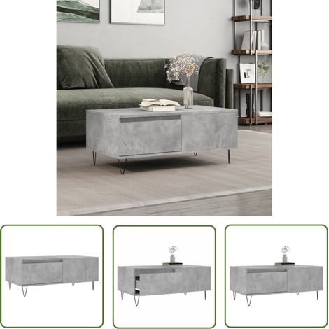 Furniture Limited - Table basse Gris béton 90x50x36,5 cm Bois d'i