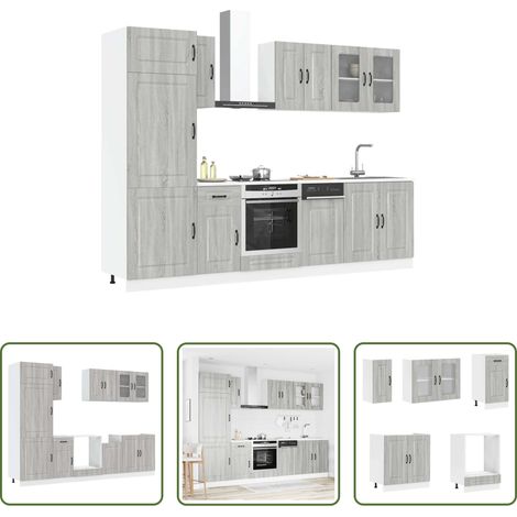 Küchenregal - 8-tlg. Küchenschrank-Set Kalmar Grau Sonoma Holzwerkstoff (1/5)