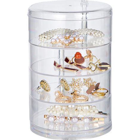 Boîte À Bijoux Rotative 360° - Rangement Transparent Multi-Niveaux - Pour Accessoires Capillaires Et Petits Bijoux - 1 Pièce (1/5)