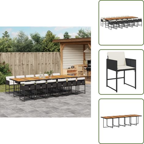 Ensemble à manger de jardin 13 pcs coussins noir résine tressée - Meubles De Jardin - Salon De Jardin - Set De Jardin - Table De Jardin - Chaises De Jardin (1/5)