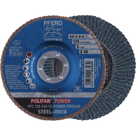 Disco de láminas POLIFAN Z SG POWER STEELOX D. Granulado 125 mm Z-60 plano INO (Pack de 10)