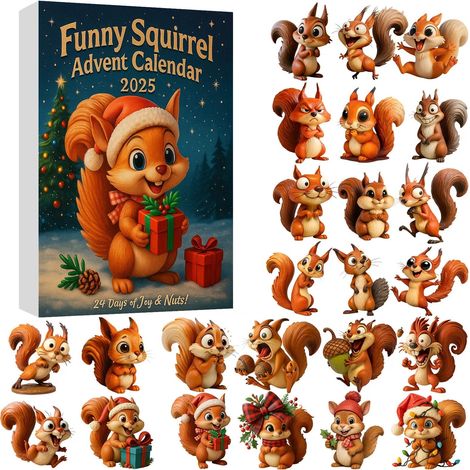 Calendrier De Lavent - Squirrel - Acrylique - 24 Jours - Décor Arbre De Noël - 26 Cm - 1 Pièce (1/5)