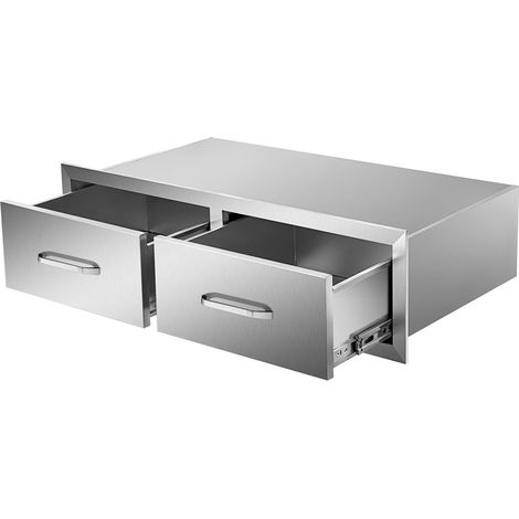 Mophorn BBQ Insel Schubladen 30„ W x 10“ H x 20“ D, horizontale Doppel BBQ Zugang Schubladen Edelstahl mit Griff für Outdoor-Küchen oder Patio Grill Station