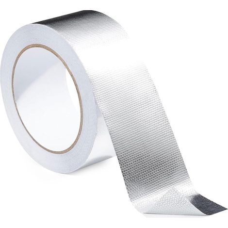 Cinta de aluminio de 10 m x 50 mm, antifugas, selladora metálica para conductos de aire de alta temperatura, aislante y barrera de vapor para lavavajillas. (1/5)